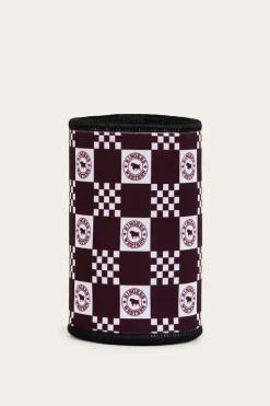 RW Check Stubby Cooler - Burgundy