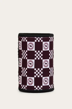RW Check Stubby Cooler - Burgundy