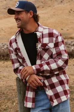 Sawyer Mens Sherpa Flannel - Deep Burgundy