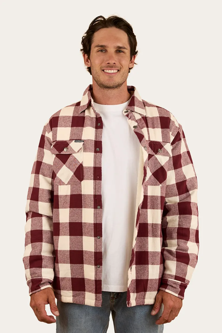 Sawyer Mens Sherpa Flannel - Deep Burgundy