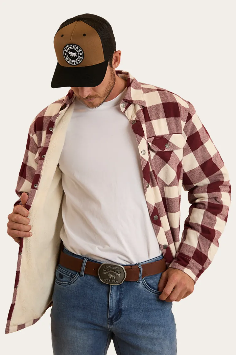 Sawyer Mens Sherpa Flannel - Deep Burgundy