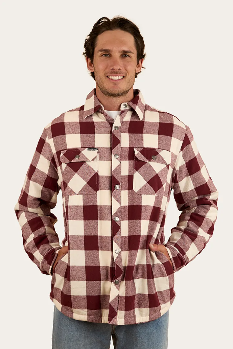 Sawyer Mens Sherpa Flannel - Deep Burgundy