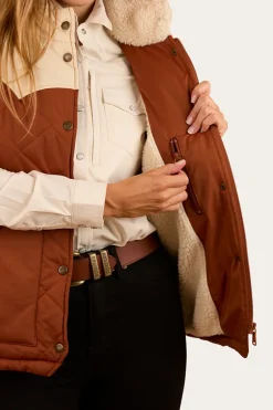 Selwyn Womens Puffer Vest - Tobacco / Off White