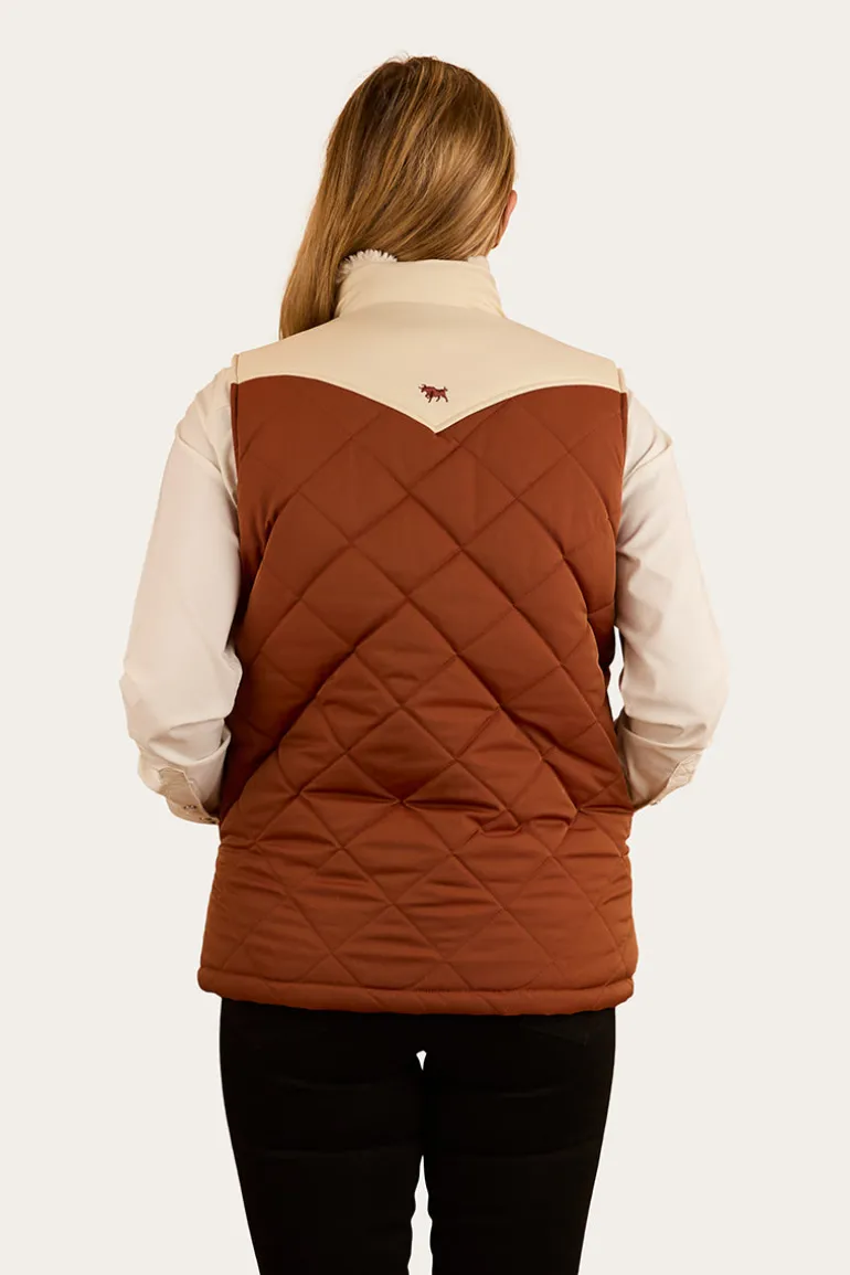 Selwyn Womens Puffer Vest - Tobacco / Off White