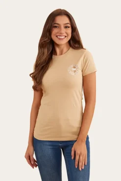 Signature Bull Flag Womens Classic Fit T-Shirt - Dark Sand