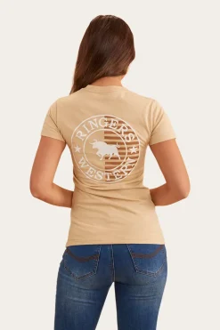 Signature Bull Flag Womens Classic Fit T-Shirt - Dark Sand