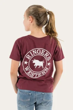Signature Bull Kids Classic Fit T-Shirt - Burgundy/White