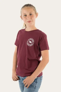 Signature Bull Kids Classic Fit T-Shirt - Burgundy/White