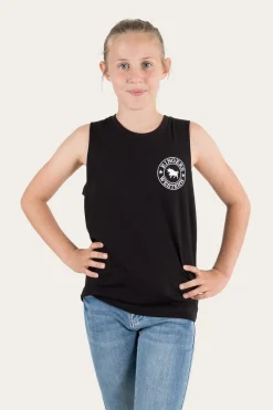 Signature Bull Kids Muscle Tank - Black with White Print