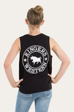 Signature Bull Kids Muscle Tank - Black with White Print