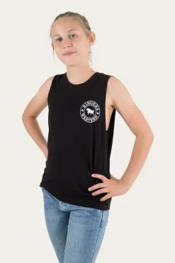 Signature Bull Kids Muscle Tank - Black with White Print
