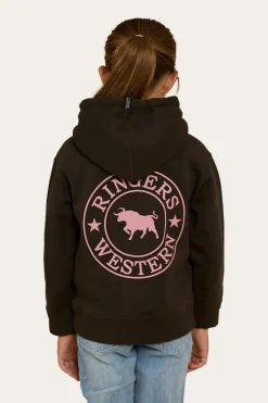 Signature Bull Kids Pullover Hoodie - Charcoal/Rosey