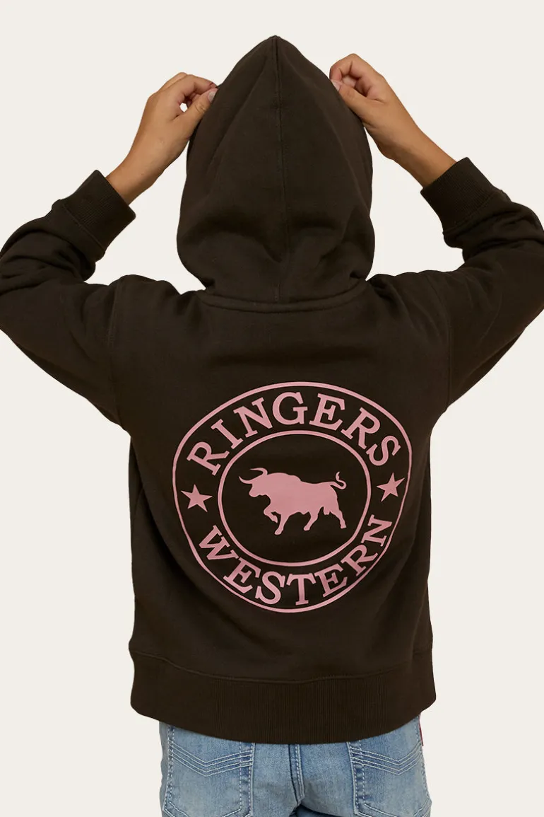 Signature Bull Kids Pullover Hoodie - Charcoal/Rosey