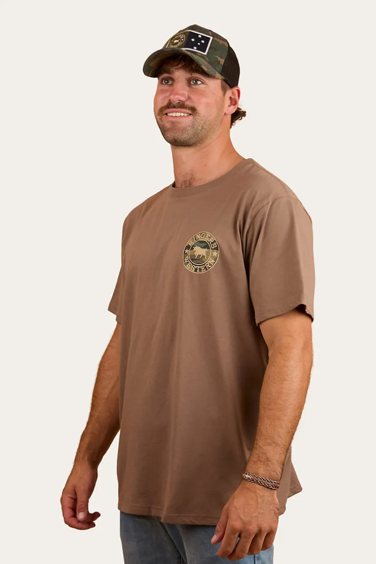 Signature Bull Mens Loose Fit T-Shirt - Mushroom/Camo