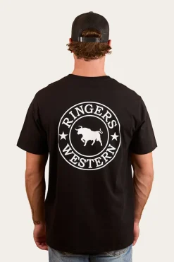 Signature Bull Mens Loose Fit T-Shirt - Black/White