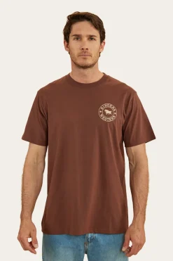 Signature Bull Mens Loose Fit T-Shirt - Chocolate/Dark Sand