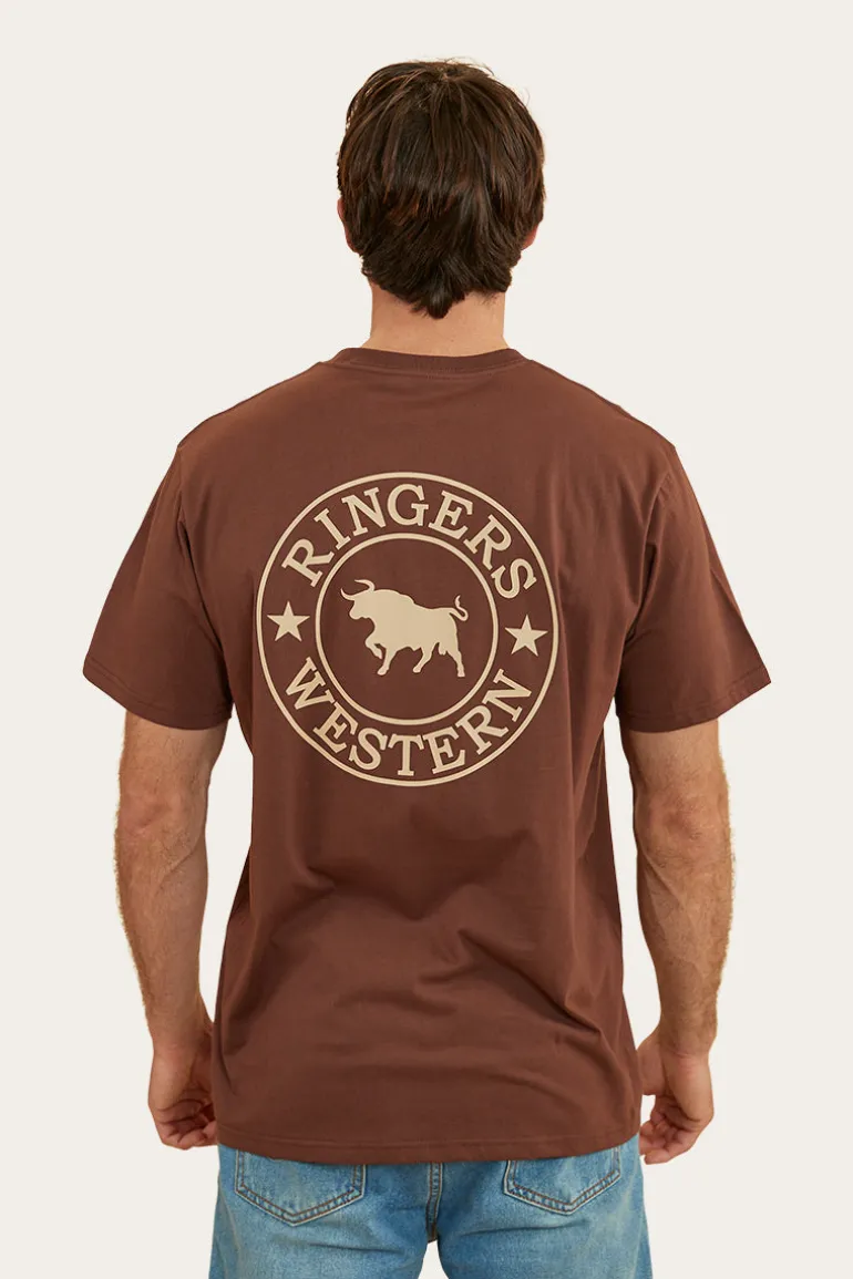 Signature Bull Mens Loose Fit T-Shirt - Chocolate/Dark Sand