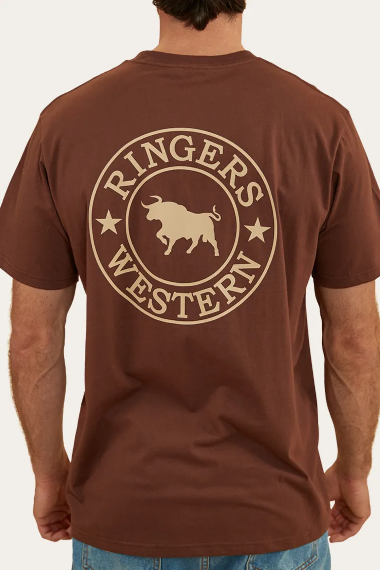 Signature Bull Mens Loose Fit T-Shirt - Chocolate/Dark Sand