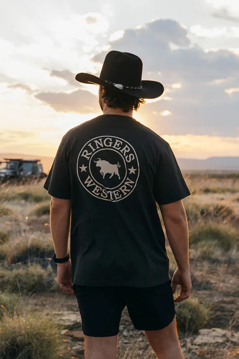 Signature Bull Mens Loose Fit T-Shirt - Charcoal/Dark Sand