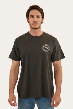 Signature Bull Mens Loose Fit T-Shirt - Charcoal/Dark Sand