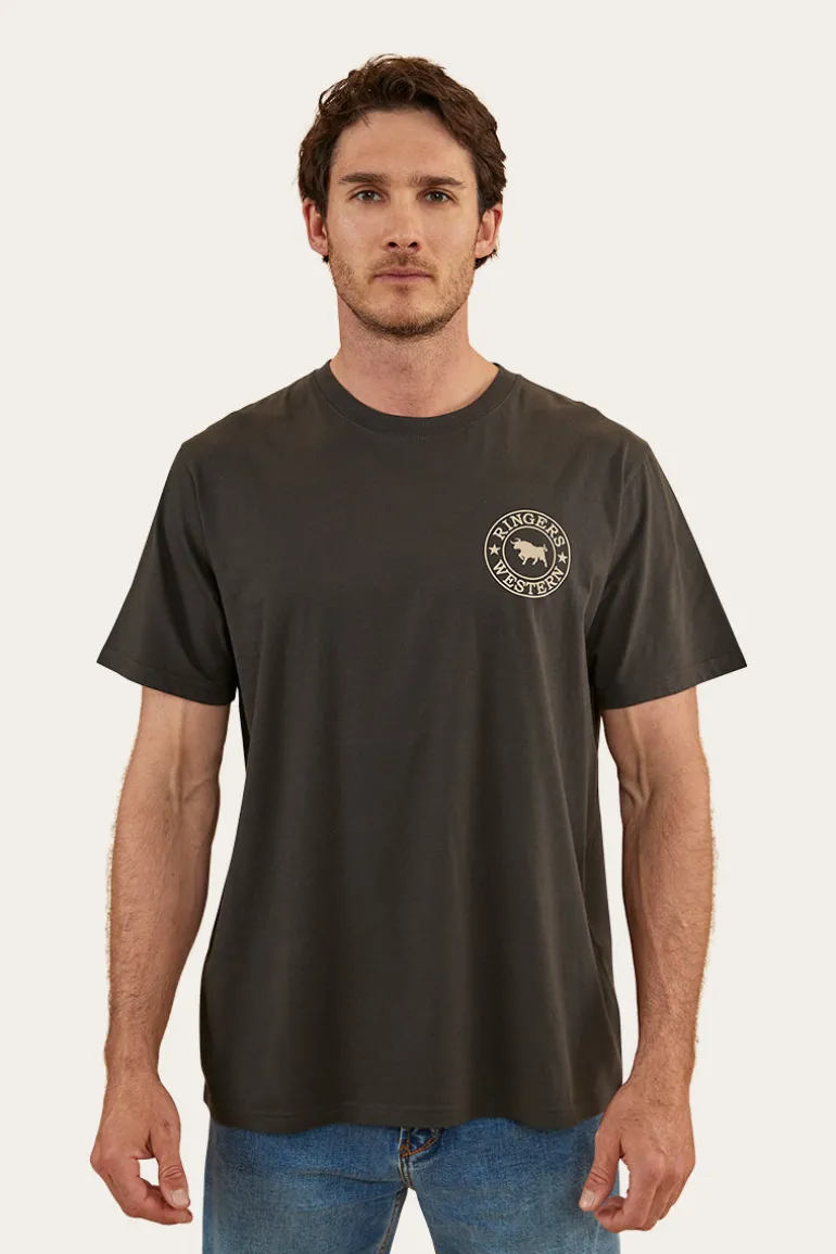 Signature Bull Mens Loose Fit T-Shirt - Charcoal/Dark Sand