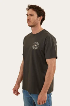 Signature Bull Mens Loose Fit T-Shirt - Charcoal/Dark Sand
