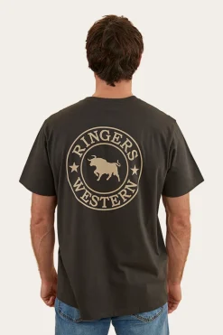 Signature Bull Mens Loose Fit T-Shirt - Charcoal/Dark Sand