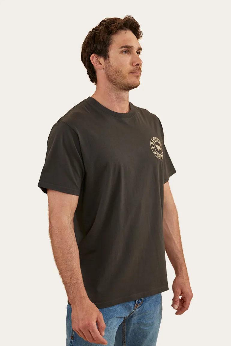 Signature Bull Mens Loose Fit T-Shirt - Charcoal/Dark Sand