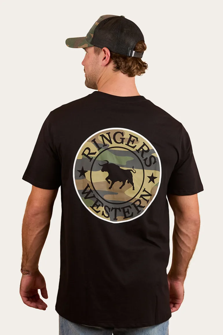 Signature Bull Mens Loose Fit T-Shirt - Black/Camo
