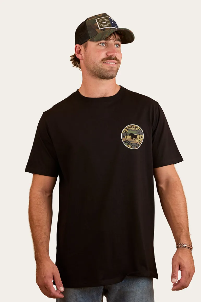 Signature Bull Mens Loose Fit T-Shirt - Black/Camo
