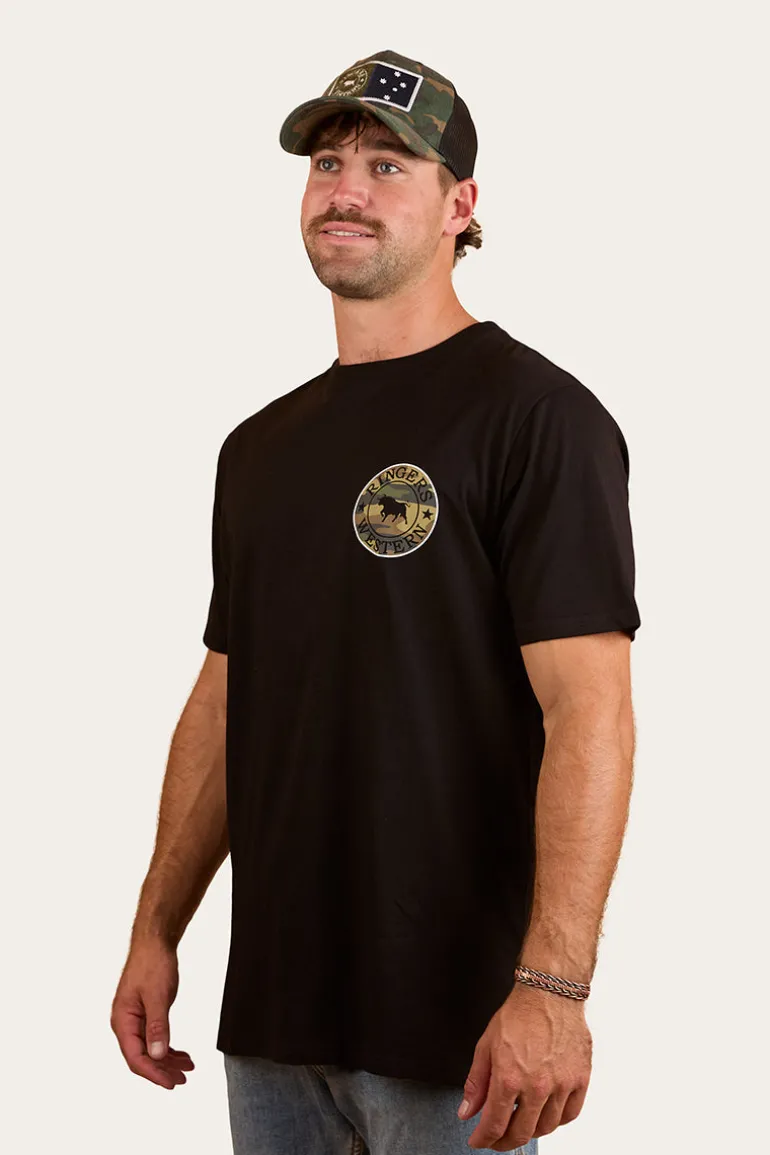 Signature Bull Mens Loose Fit T-Shirt - Black/Camo