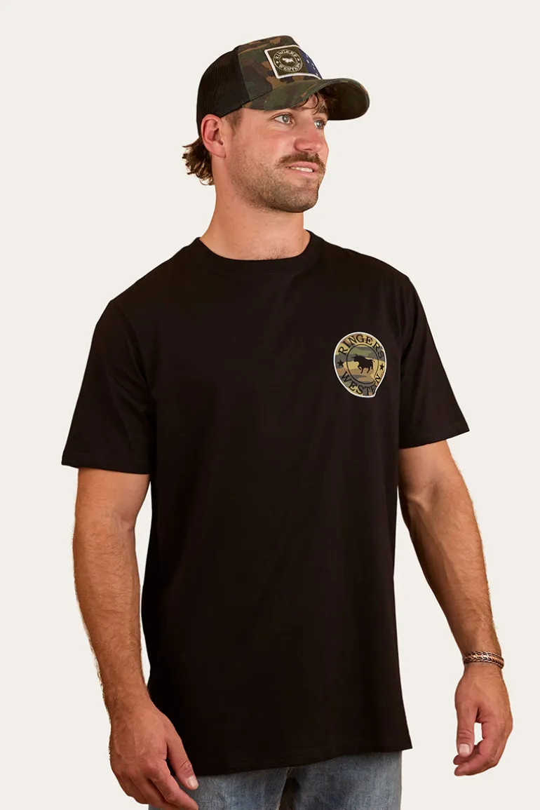 Signature Bull Mens Loose Fit T-Shirt - Black/Camo