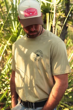 Signature Bull Mens Loose T-Shirt - Pale Olive / Military Green