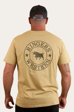 Signature Bull Mens Loose T-Shirt - Pale Olive / Military Green