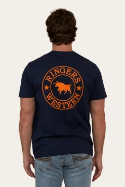 Signature Bull Mens Loose Fit T-Shirt - Navy/Orange