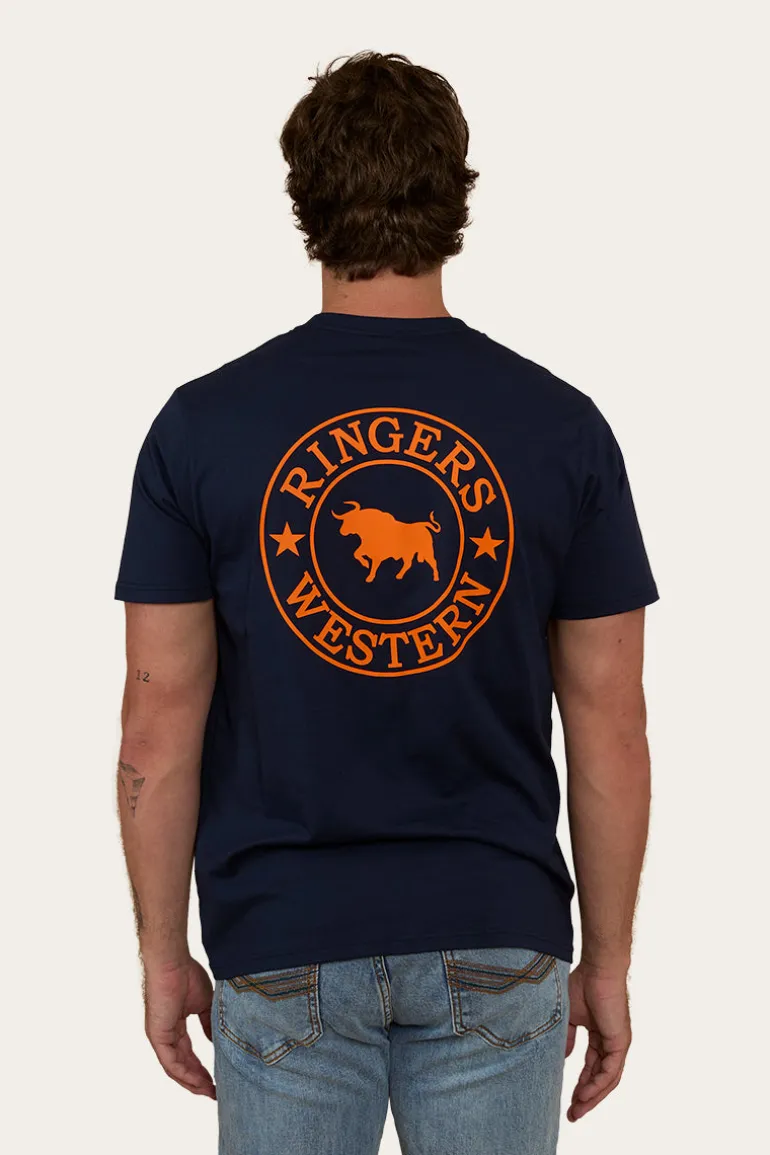 Signature Bull Mens Loose Fit T-Shirt - Navy/Orange