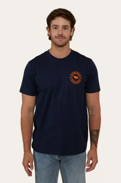 Signature Bull Mens Loose Fit T-Shirt - Navy/Orange