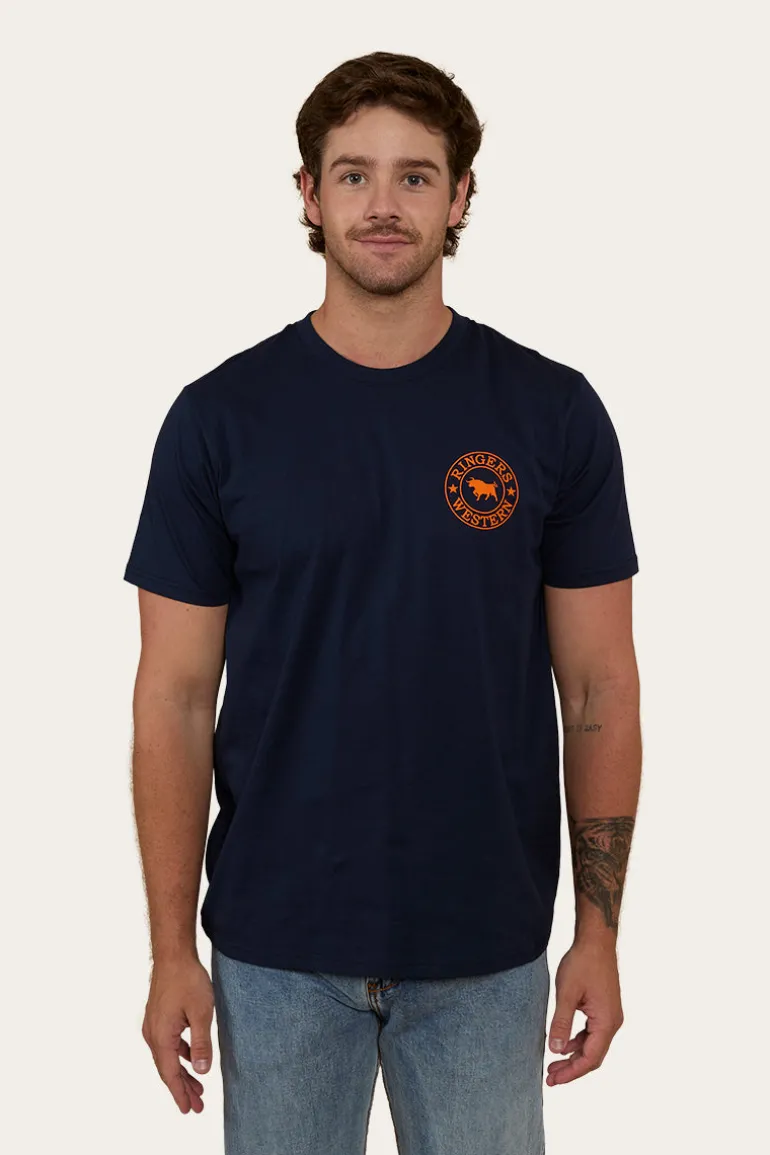 Signature Bull Mens Loose Fit T-Shirt - Navy/Orange