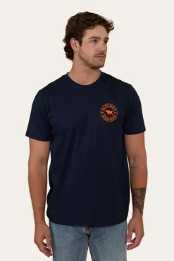 Signature Bull Mens Loose Fit T-Shirt - Navy/Orange