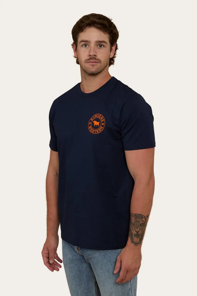 Signature Bull Mens Loose Fit T-Shirt - Navy/Orange