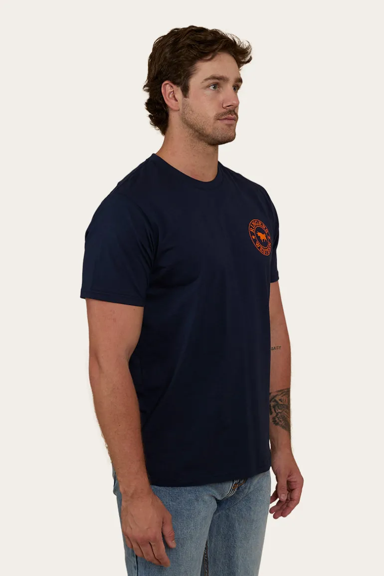 Signature Bull Mens Loose Fit T-Shirt - Navy/Orange