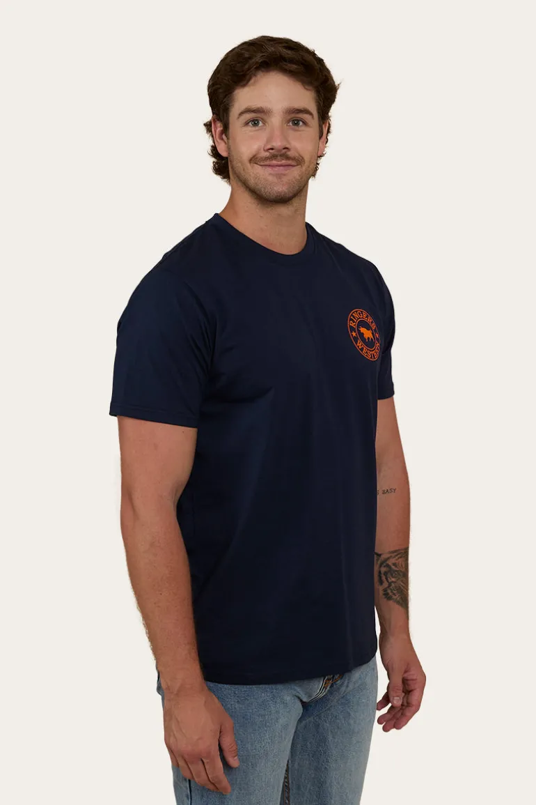 Signature Bull Mens Loose Fit T-Shirt - Navy/Orange