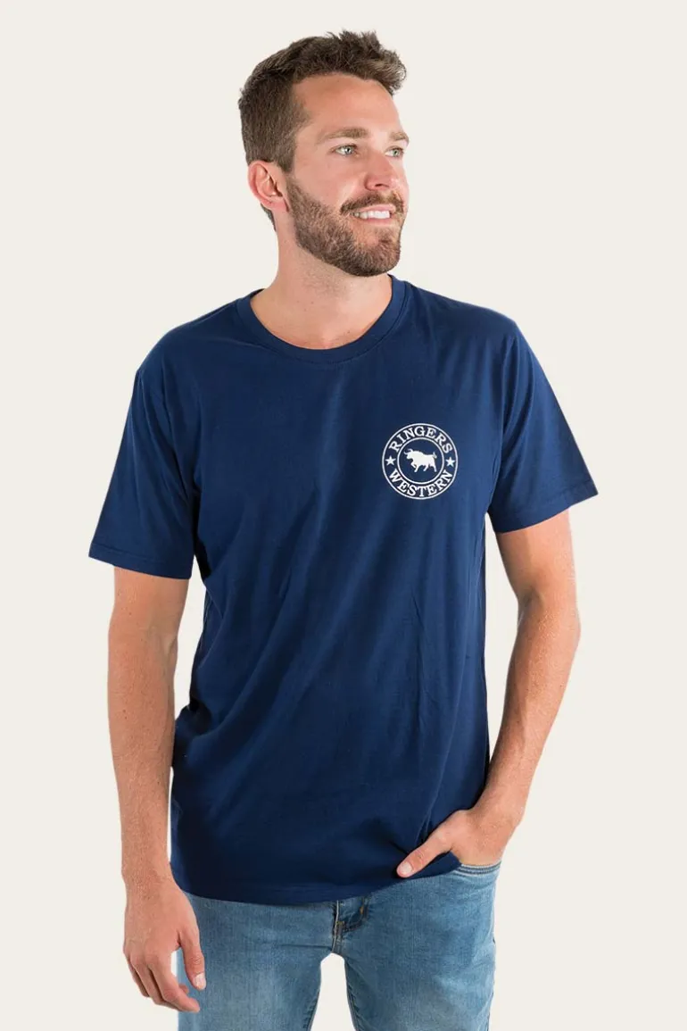 Signature Bull Mens Loose Fit T-Shirt - Navy/White