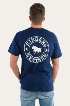 Signature Bull Mens Loose Fit T-Shirt - Navy/White