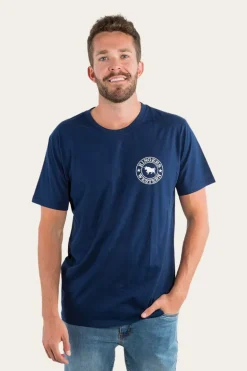 Signature Bull Mens Loose Fit T-Shirt - Navy/White