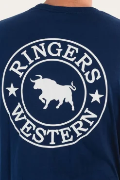 Signature Bull Mens Loose Fit T-Shirt - Navy/White