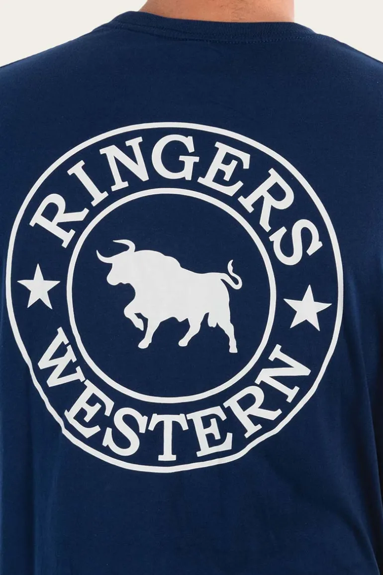 Signature Bull Mens Loose Fit T-Shirt - Navy/White
