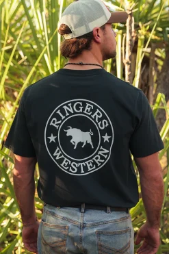 Signature Bull Mens Loose Fit T-Shirt - Charcoal / White