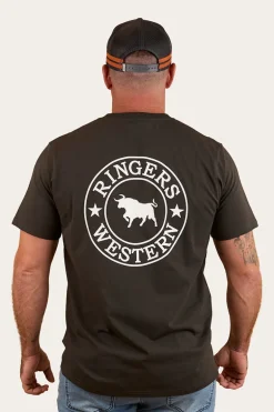 Signature Bull Mens Loose Fit T-Shirt - Charcoal / White