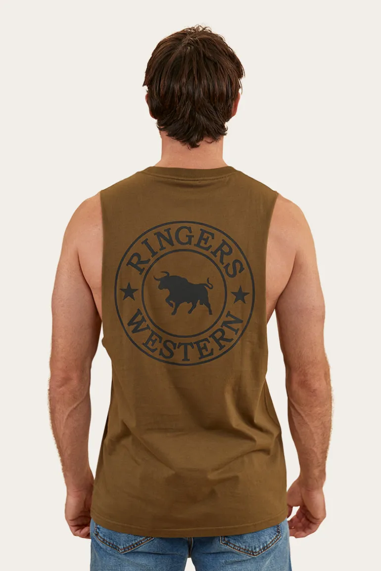Signature Bull Mens Muscle Tank - Military Green